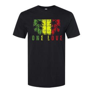 One Love Palm Tree Reggae Music Rasta Softstyle CVC T-Shirt