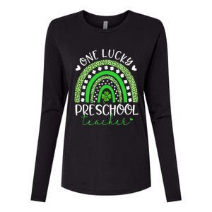 One Lucky Preschool Teacher rainbow St Patricks Day Womens Cotton Relaxed Long Sleeve T-Shirt