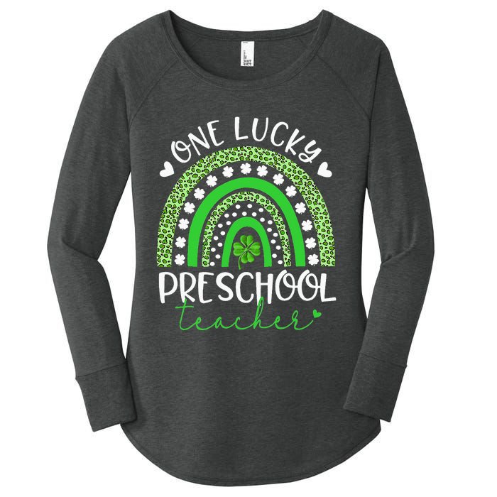 One Lucky Preschool Teacher rainbow St Patricks Day Women's Perfect Tri Tunic Long Sleeve Shirt