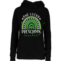 One Lucky Preschool Teacher rainbow St Patricks Day Womens Funnel Neck Pullover Hood