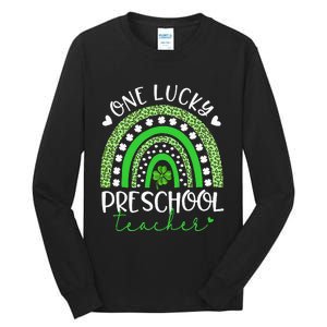 One Lucky Preschool Teacher rainbow St Patricks Day Tall Long Sleeve T-Shirt