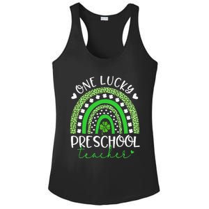 One Lucky Preschool Teacher rainbow St Patricks Day Ladies PosiCharge Competitor Racerback Tank