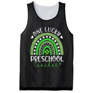 One Lucky Preschool Teacher rainbow St Patricks Day Mesh Reversible Basketball Jersey Tank