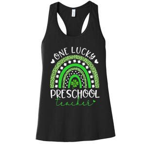 One Lucky Preschool Teacher rainbow St Patricks Day Women's Racerback Tank