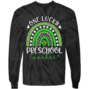 One Lucky Preschool Teacher rainbow St Patricks Day Tie-Dye Long Sleeve Shirt