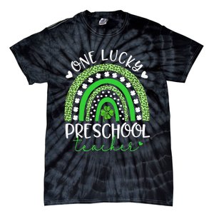 One Lucky Preschool Teacher rainbow St Patricks Day Tie-Dye T-Shirt