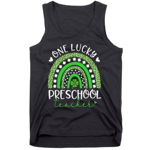 One Lucky Preschool Teacher rainbow St Patricks Day Tank Top