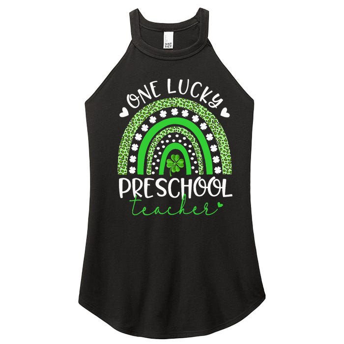 One Lucky Preschool Teacher rainbow St Patricks Day Women's Perfect Tri Rocker Tank