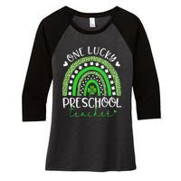 One Lucky Preschool Teacher rainbow St Patricks Day Women's Tri-Blend 3/4-Sleeve Raglan Shirt