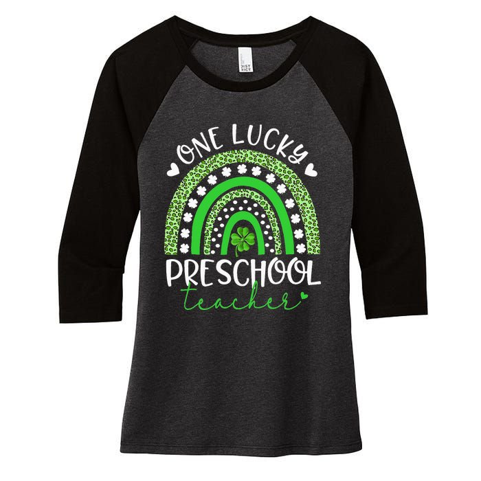 One Lucky Preschool Teacher rainbow St Patricks Day Women's Tri-Blend 3/4-Sleeve Raglan Shirt