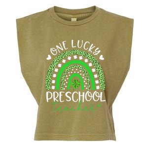 One Lucky Preschool Teacher rainbow St Patricks Day Garment-Dyed Women's Muscle Tee