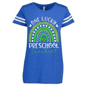 One Lucky Preschool Teacher rainbow St Patricks Day Enza Ladies Jersey Football T-Shirt