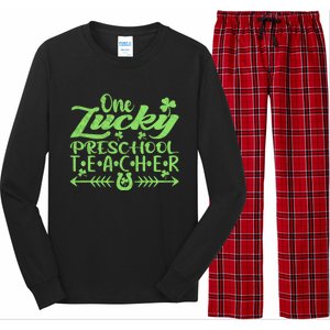 One Lucky Preschool Teacher St Patrick's Day Cute Gift Long Sleeve Pajama Set