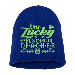 One Lucky Preschool Teacher St Patrick's Day Cute Gift Short Acrylic Beanie