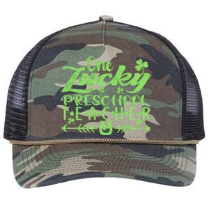 One Lucky Preschool Teacher St Patrick's Day Cute Gift Retro Rope Trucker Hat Cap