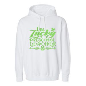 One Lucky Preschool Teacher St Patrick's Day Cute Gift Garment-Dyed Fleece Hoodie