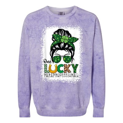 One Lucky Para St Patricks Day Shamrock Paraprofessional Colorblast Crewneck Sweatshirt