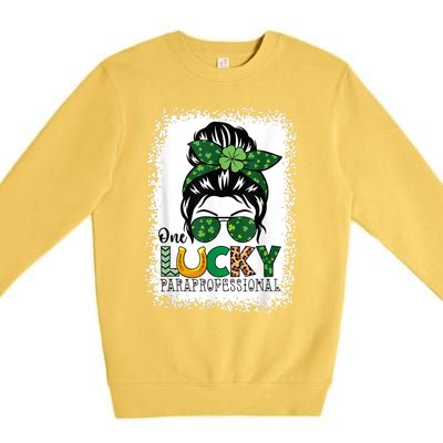 One Lucky Para St Patricks Day Shamrock Paraprofessional Premium Crewneck Sweatshirt