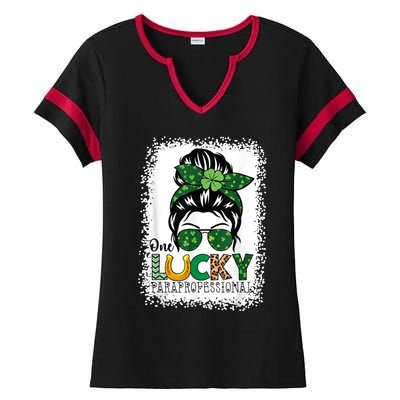 One Lucky Para St Patricks Day Shamrock Paraprofessional Ladies Halftime Notch Neck Tee