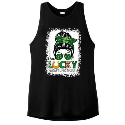 One Lucky Para St Patricks Day Shamrock Paraprofessional Ladies PosiCharge Tri-Blend Wicking Tank