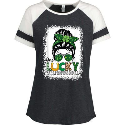 One Lucky Para St Patricks Day Shamrock Paraprofessional Enza Ladies Jersey Colorblock Tee