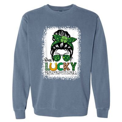 One Lucky Para St Patricks Day Shamrock Paraprofessional Garment-Dyed Sweatshirt