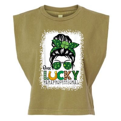 One Lucky Para St Patricks Day Shamrock Paraprofessional Garment-Dyed Women's Muscle Tee