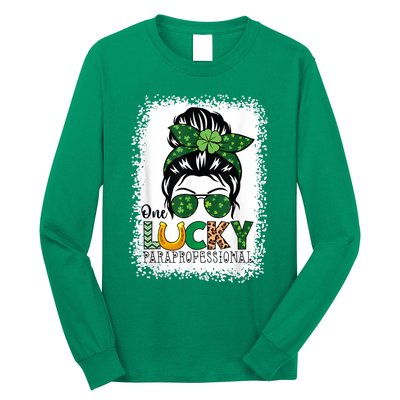 One Lucky Para St Patricks Day Shamrock Paraprofessional Long Sleeve Shirt