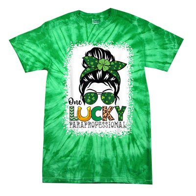 One Lucky Para St Patricks Day Shamrock Paraprofessional Tie-Dye T-Shirt