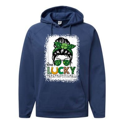 One Lucky Para St Patricks Day Shamrock Paraprofessional Performance Fleece Hoodie