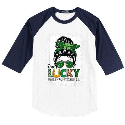 One Lucky Para St Patricks Day Shamrock Paraprofessional Baseball Sleeve Shirt