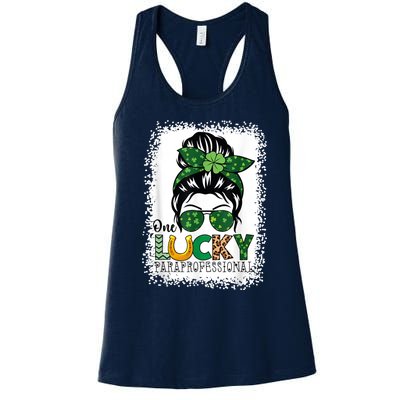 One Lucky Para St Patricks Day Shamrock Paraprofessional Women's Racerback Tank