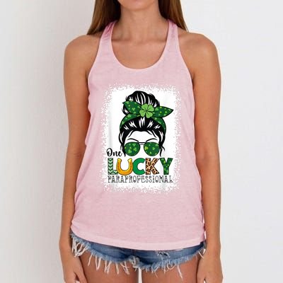 One Lucky Para St Patricks Day Shamrock Paraprofessional Women's Knotted Racerback Tank