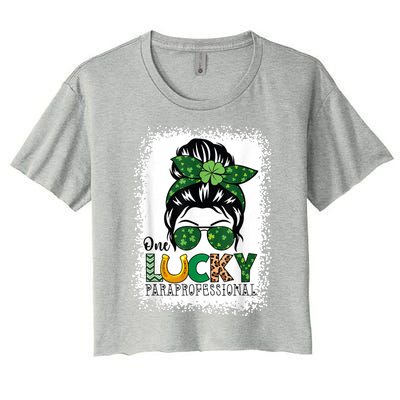 One Lucky Para St Patricks Day Shamrock Paraprofessional Women's Crop Top Tee