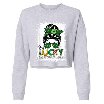 One Lucky Para St Patricks Day Shamrock Paraprofessional Cropped Pullover Crew