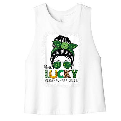 One Lucky Para St Patricks Day Shamrock Paraprofessional Women's Racerback Cropped Tank