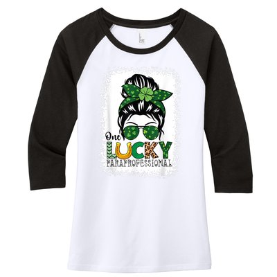 One Lucky Para St Patricks Day Shamrock Paraprofessional Women's Tri-Blend 3/4-Sleeve Raglan Shirt