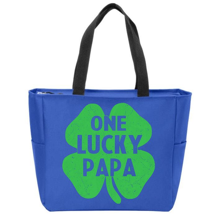 One Lucky Papa Gift St Patricks Day Daddy Shamrock Top Gift Zip Tote Bag