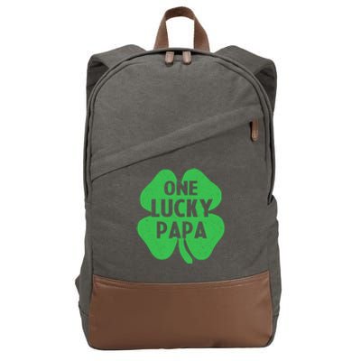 One Lucky Papa Gift St Patricks Day Daddy Shamrock Top Gift Cotton Canvas Backpack