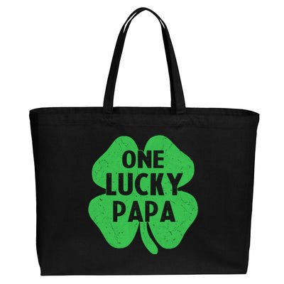 One Lucky Papa Gift St Patricks Day Daddy Shamrock Top Gift Cotton Canvas Jumbo Tote