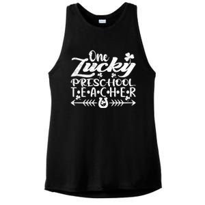 One Lucky Preschool Teacher St Patrick's Day Gift Ladies PosiCharge Tri-Blend Wicking Tank