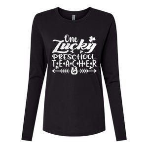 One Lucky Preschool Teacher St Patrick's Day Gift Womens Cotton Relaxed Long Sleeve T-Shirt