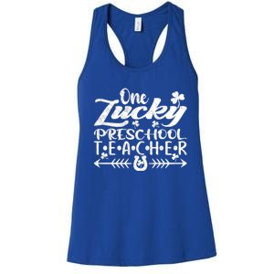 One Lucky Preschool Teacher St Patrick's Day Gift Women's Racerback Tank