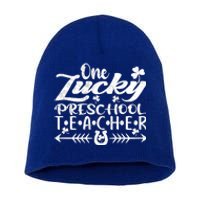 One Lucky Preschool Teacher St Patrick's Day Gift Short Acrylic Beanie