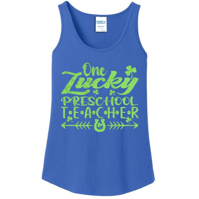 One Lucky Preschool Teacher St Patrick's Day Gift Ladies Essential Tank