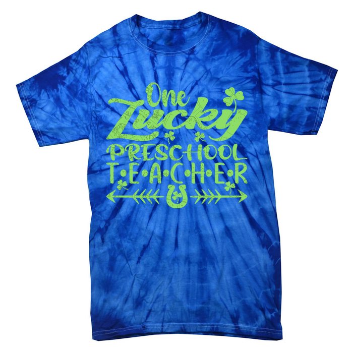 One Lucky Preschool Teacher St Patrick's Day Gift Tie-Dye T-Shirt