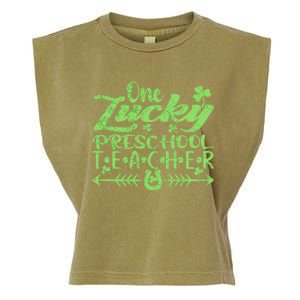 One Lucky Preschool Teacher St Patrick's Day Gift Garment-Dyed Women's Muscle Tee