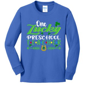 One Lucky Preschool Teacher St Patrick's Day For Teacher Gift Kids Long Sleeve Shirt