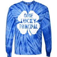 One Lucky Principal Gift Teacher St Patricks Day Shamrock Cute Gift Tie-Dye Long Sleeve Shirt