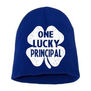 One Lucky Principal Gift Teacher St Patricks Day Shamrock Cute Gift Short Acrylic Beanie